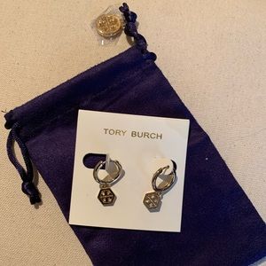 Tory Burch Hex Logo Huggie Hoops